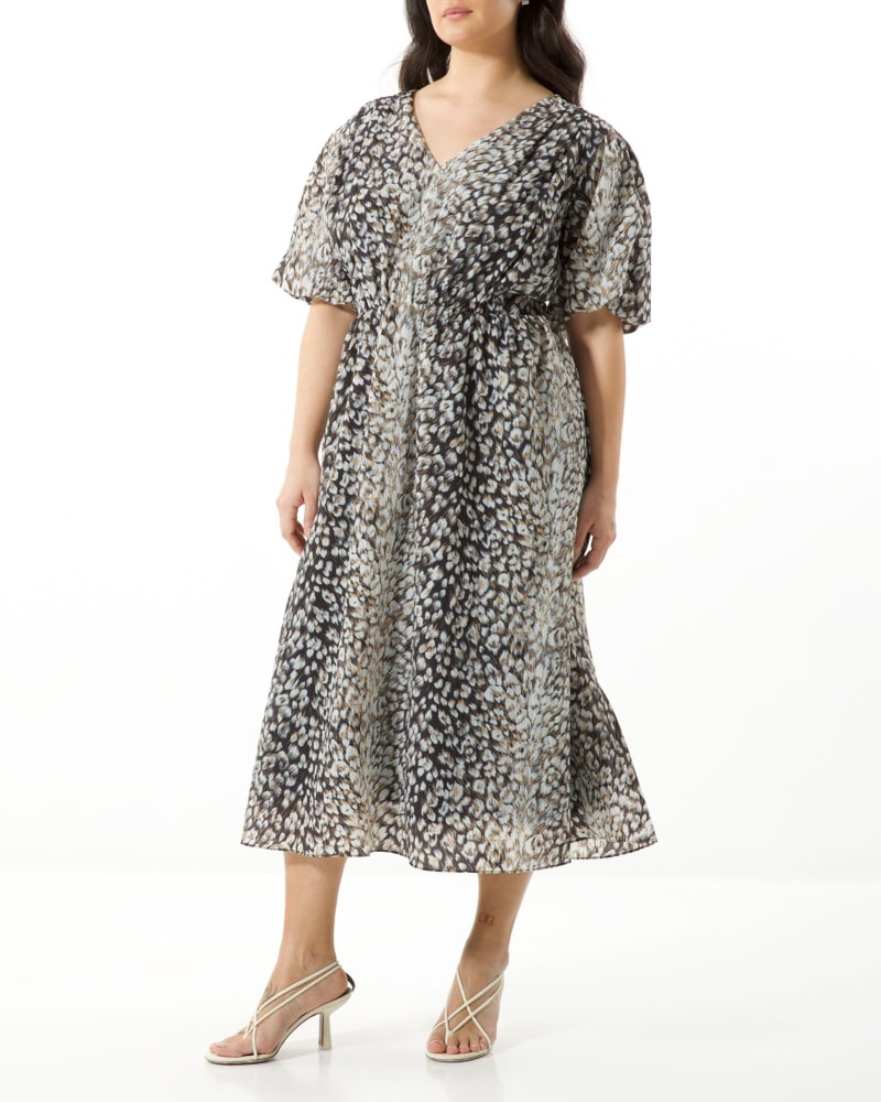 Front of a model wearing a size 12 Seraphina Dress in BLACK MULTI by Tanya Taylor. | dia_product_style_image_id:283297